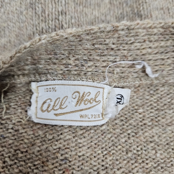 Vintage All Wool Neutral Tan Wool 1/2 Button Cardigan Sweater Size‎ XL Men's R13 - Picture 9 of 11